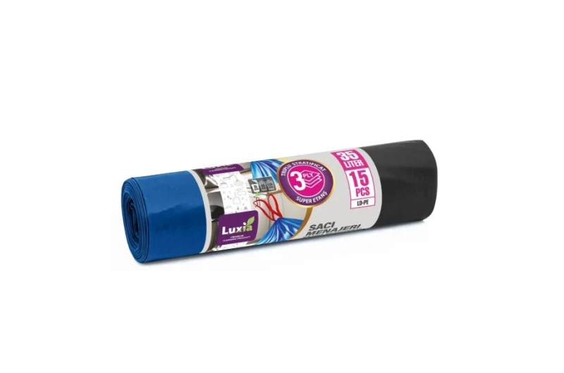 LUXIA SACI MENAJ EXTRA REZISTENTI 35L 15BUC CU SNUR 